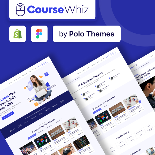 CourseWhiz E-Commerce Bundle (Shopify + Figma) theme — screen 1 screenshot